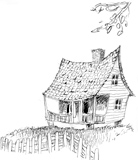 ‘House on the Bayou’  Coloring page of a house.